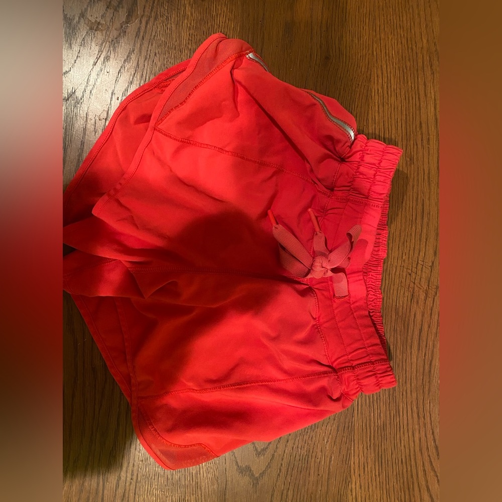 RED LULULEMON HOTTY HOT SHORTS